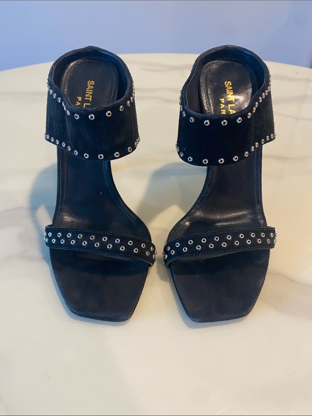 Saint Laurent Black Studded Heels - Picture 7 of 8